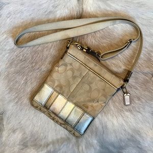Coach Crossbody Bag-Metallic Leather Accent